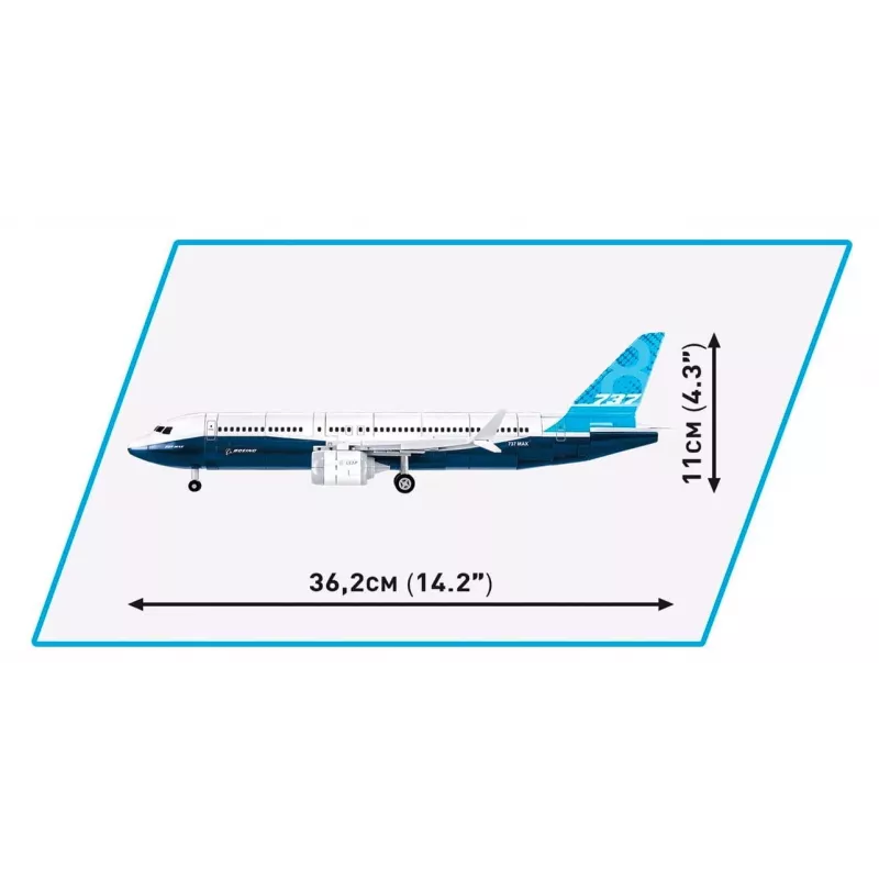Bauset Cobi Boeing 737-8 — 340 Teile, empfohlenes Alter 7+, blau und weiß