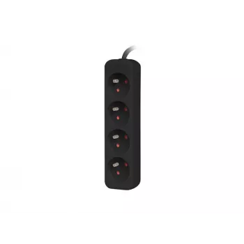 Power Extension Lanberg PS0-04E-0100-IEC-BK 1m 4 AC Outlets Indoor Schwarz