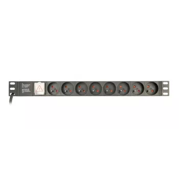 Stromverteilungseinheit Gembird EG-PDU-014-FC14, 8 AC-Steckdosen, C14-Eingang, 3 m Kabel, 1U Aluminiumgehäuse, 10 A, 3680 W