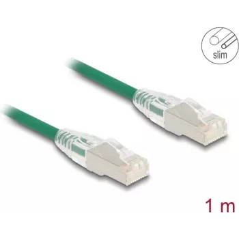 Netzwerkkabel DeLOCK RJ45 Cat.6A Stecker auf Stecker U/FTP schlank 1m Grün
