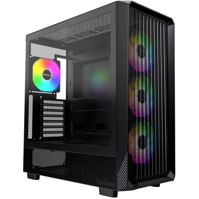 PC-Gehäuse Montech X5 Midi Tower Schwarz ATX 3x 140-mm-Lüfter