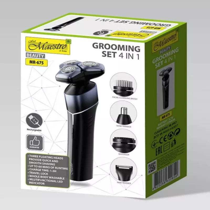 Elektrisches 5-in-1 wiederaufladbares wasserdichtes Rasierset Maestro MR-675 mit USB-Ladefunktion
