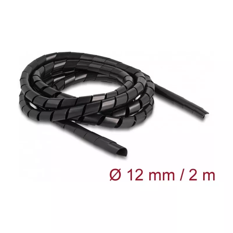 DeLOCK Spiralschlauch flexibel 2 m x 12 mm schwarz Polyethylen
