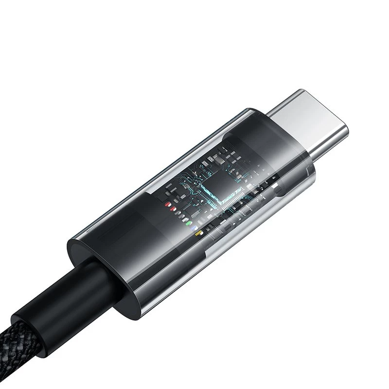 USB-A-auf-USB-C-Kabel Baseus Gem 1m 100W Schnellladung, Nylonmantel, Schwarz