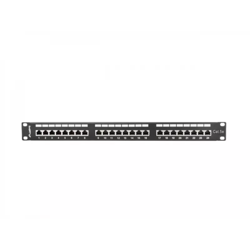 Patchpanel 1U LANBERG PPS5-1024-B — 24-Port RJ-45 Cat5, Metall, schwarz, Rackeinbau