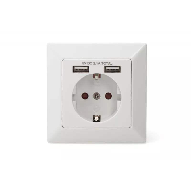 Sicherheitssteckdose für Unterputzmontage Digitus DA-70613 mit 2 USB-Anschlüssen
