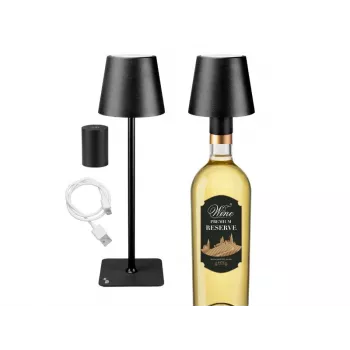 Beper P201UTP118 wiederaufladbare LED-Tischlampe, 1,5 W, Touch-Schalter, dimmbar, 33-mm-Flaschenadapter, wasserbeständig, schwarz