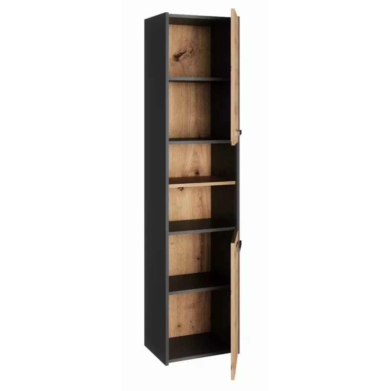 Badezimmer-Hochschrank top e shop S40 ANTHRACIT/ARTISAN, freistehend, 400×300×1700 mm, 6 Einlegeböden, 2 Türen