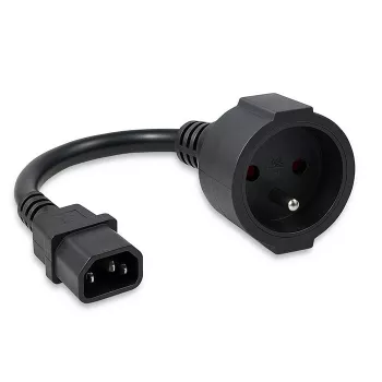 Netzadapter QOLTEC IEC 320 C14 auf französischen Stecker, 0,15 m Kabel