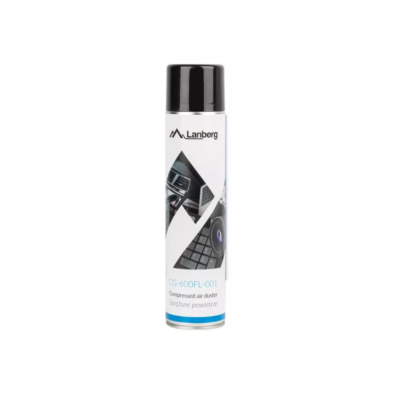 Druckluftspray LANBERG CG-600FL-001 — 600 ml, zur PC-Reinigung, Schwarz/Blau/Weiß