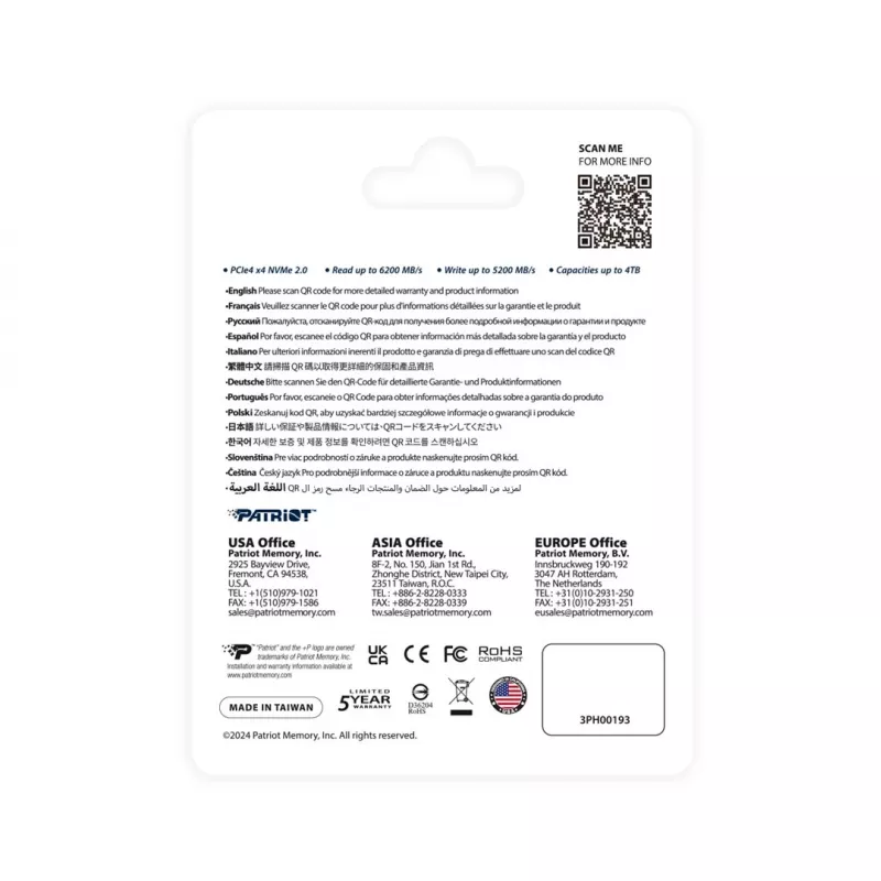 Solid State Drive PATRIOT P400 V4 4 TB M.2 NVMe (4000 GB, M.2, Schwarz)