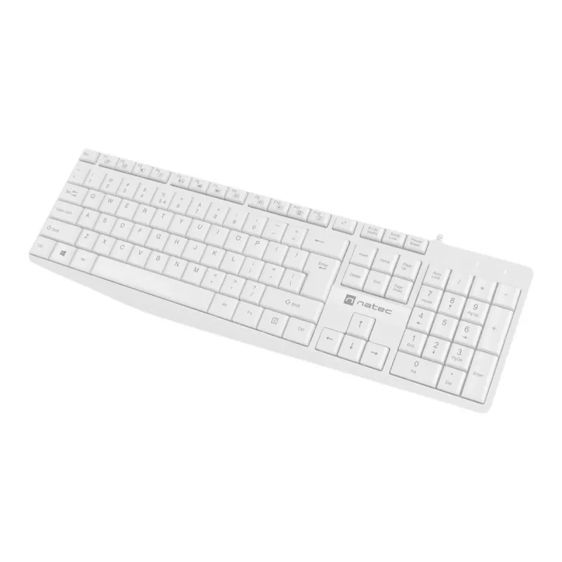 Kabelgebundene Volltastatur NATEC NAUTILUS NKL-1951, 105 Tasten, US International QWERTY, weiß, USB, 1,8 m