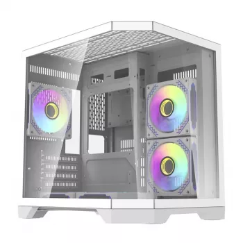 Darflash FT350 Computergehäuse + 5 aRGB-Lüfter (weiß)