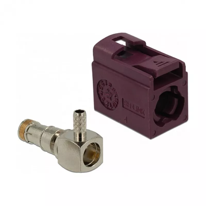 Koaxial-Steckverbinder DELOCK 89716 – FAKRA D Stecker, 90° abgewinkelt, 13,8 × 21,5 × 9,5 mm