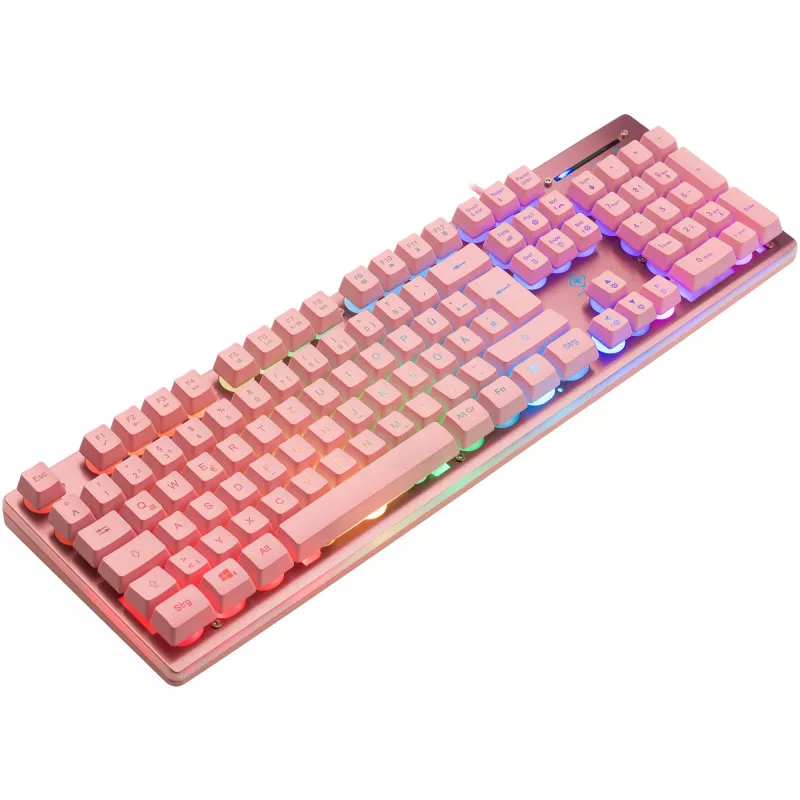 Deltaco GAM-021-RGB-P-DE - Vollgröße (100%) - USB - Membran-Tastenschalter - QWERTZ - Pink