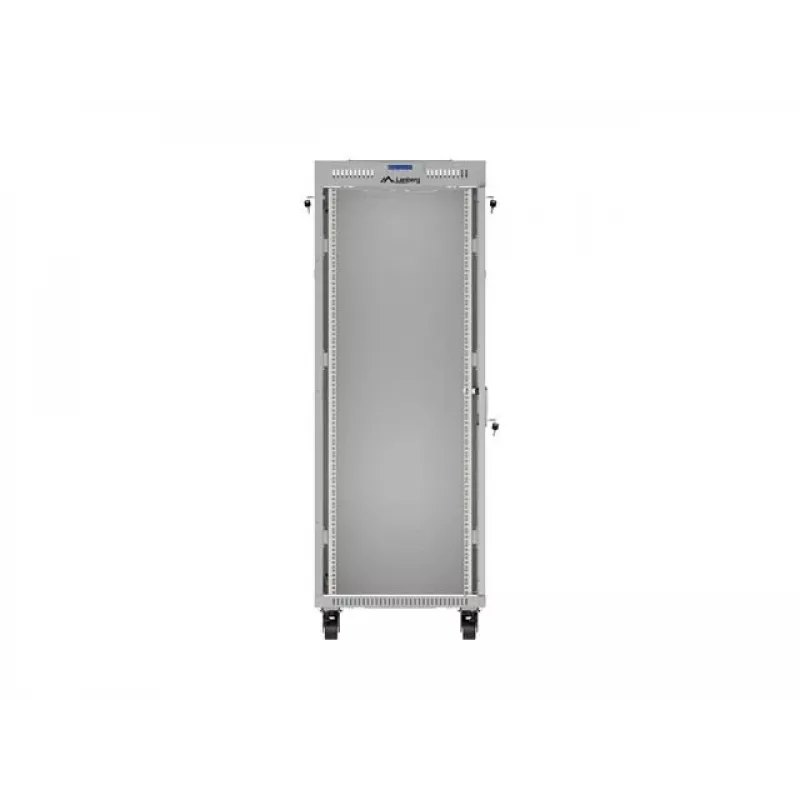 19 Zoll 32HE LANBERG Stand-Rack-Schrank 600×800 mm Grau mit Glastür und LCD (flach Pack)