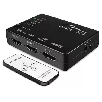 HDMI-Umschalter MEDIA-TECH MT5207, 5x HDMI-Eingänge, 1x HDMI-Ausgang, schwarz