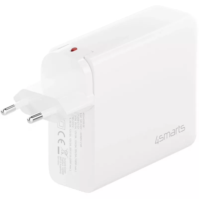 Innenraum-Schnellladegerät 4smarts 545200 — 200 W, 4× USB-C, 100–240 V, 1,5 m Kabel, Weiß