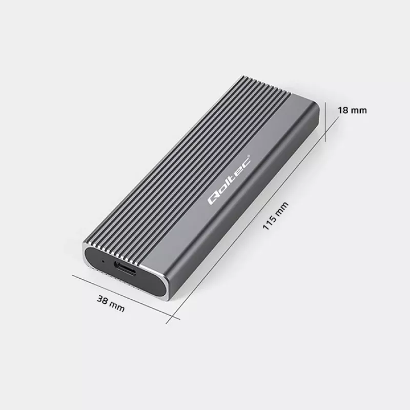 Qoltec Gehäuse für M.2-SATA-(NGFF)-SSD, USB-C