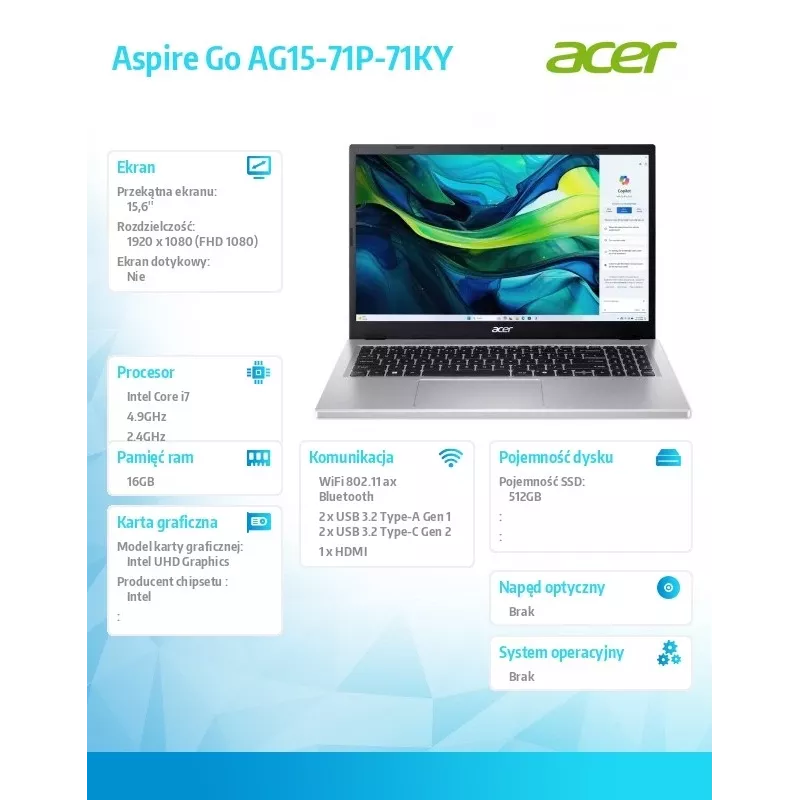 Notebook Acer Aspire 15,6 Zoll i7-13620H 16 GB 512 GB FHD W11P