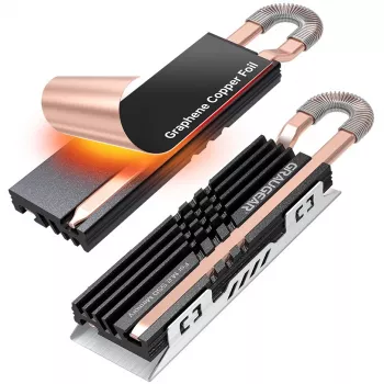 GrauGear Heatpipe Kühlkörper SSD M.2 NVMe 2280 Graphen-Kupfer (G-M2HS07-GC)