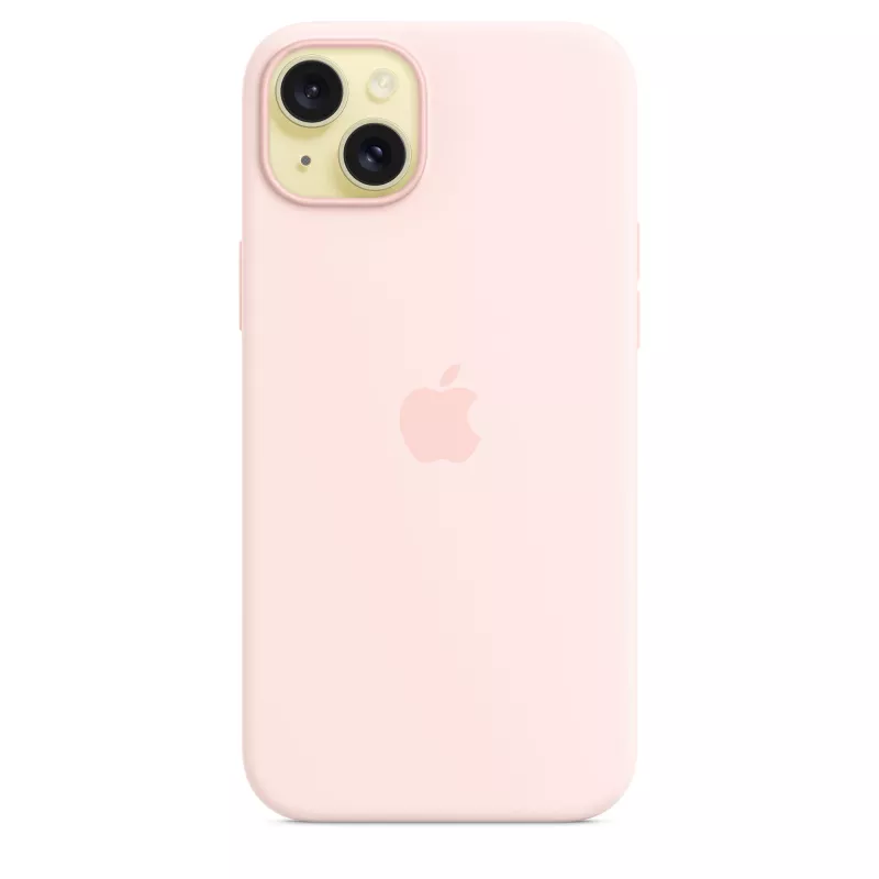 Silikonhülle mit MagSafe für iPhone 15 Plus – Hellrosa