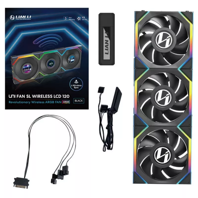 Lian Li UNI FAN SL Wireless LCD 120 Schwarz 3 Stück