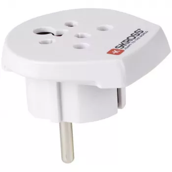 SKROSS Country Travel Adapter Indien-Israel-Dänemark auf Europa - Adapter für Stromanschluss - Typ K, Typ D, Typ H (W)