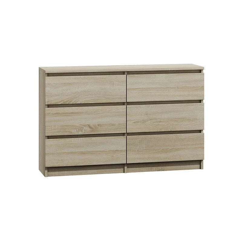Kommode Top e Shop M6 120 SON 2x3, Eiche, 6 Schubladen, 1200×300×770 mm