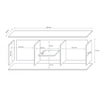 Cama TV-Ständer SOHO 180 schwarz/schwarz glänzend