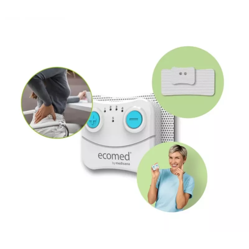 Elektrostimulator Medisana TT-10E TENS kabellose wiederaufladbare Einheit — 5 Programme, 10 Intensitätsstufen, 2 Elektroden (74×55 mm)