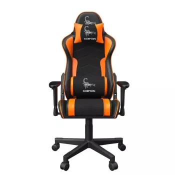 Gaming-Stuhl GEMBIRD GC-SCORPION-04X schwarz-orange ergonomisches Design, verstellbarer Sitz, hohe Rückenlehne