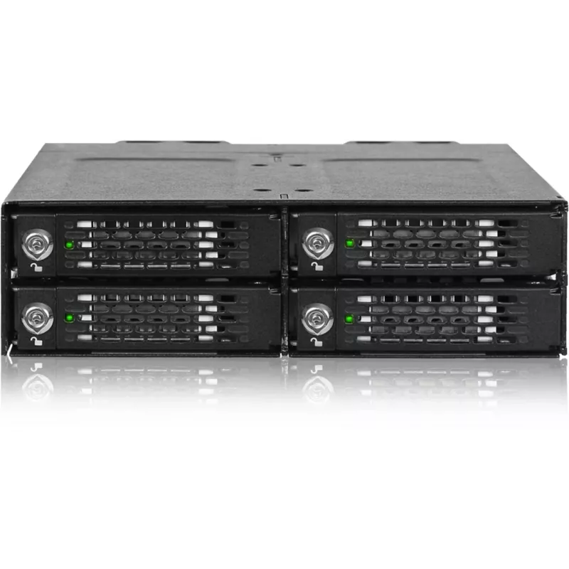 ICY DOCK - ToughArmor MB720MK-B V3 - 4x PCIe 4.0 M.2 NVMe zu 4x OCuLink in 1x 5,25 Schacht mobiler Rahmen Metall schwarz mit Schlüsselsperre (Tri-Mode-kompatibel)