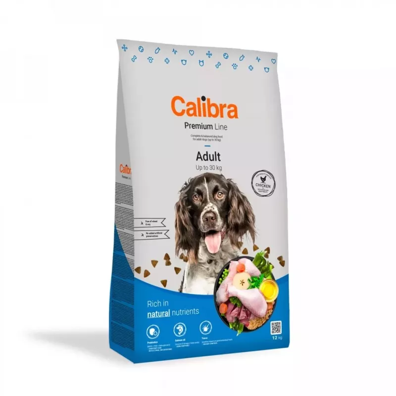Trockenfutter für Hunde Calibra Premium Line Adult Chicken 12 kg – Erhaltungsfutter für ausgewachsene Hunde, 24 % Protein, 13 % Fett