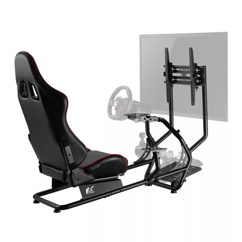 NanoRS RS160 Gaming-Stuhl, Rennsimulator-Ständer 3-in-1, für PC, Konsolen, Spieler, Kunstlederbezug, Lenkradständer, TV-Halterung bis 50 inch, max. VESA 400x400