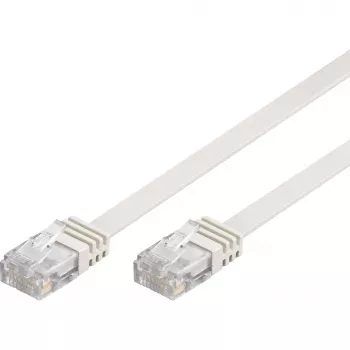 Wentronic Goobay CAT 5e Flach-Patchkabel, U/UTP, Weiß, 15 m - CCA Kupfer-Mix (93364)