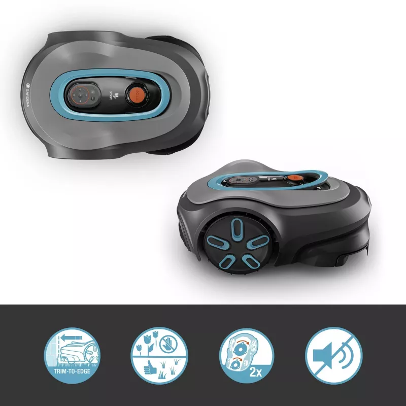 Robotic lawn mower GARDENA smart SILENO max — 800 m², 16 cm cutting width, Batterie, LONA navigation, Grau