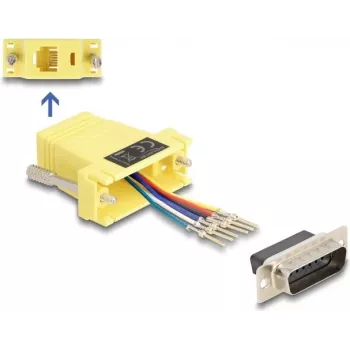 DELOCK D-Sub 15-polig Stecker auf RJ12-Buchse Montagesatz, gelb