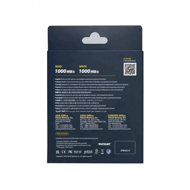 Externe SSD PATRIOT TRANSPORTER Lite 1TB (USB 3.2 Gen 2, 1000 MB/s, Aluminium, USB-C)