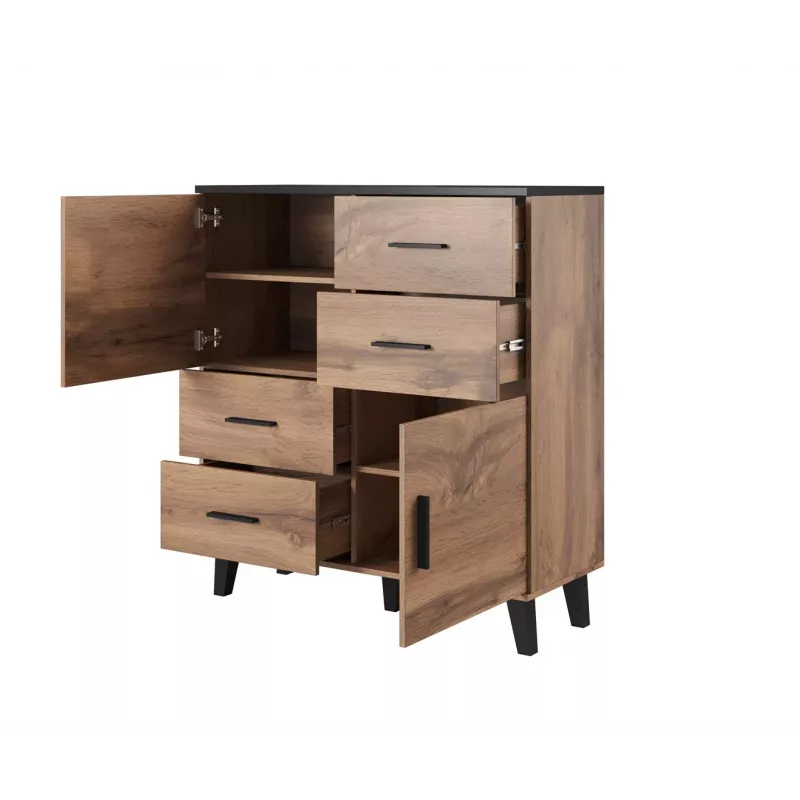 Cama Wohnzimmer-Set LOTTA 2 (Sideboard 150 2D3DR + Sideboard 110 2D4DR + Vitrine 120 + Couchtisch 110)