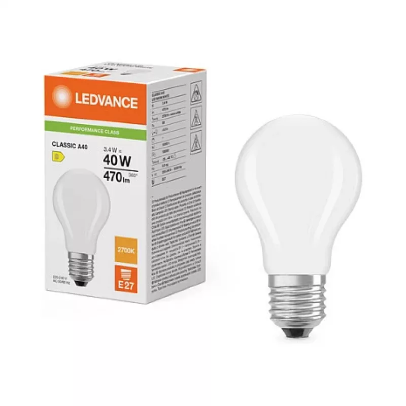 Osram LED Classic A 40 Filament P 3.4W 827 Matt E27 LED-Lampe, klassische Kolbenform