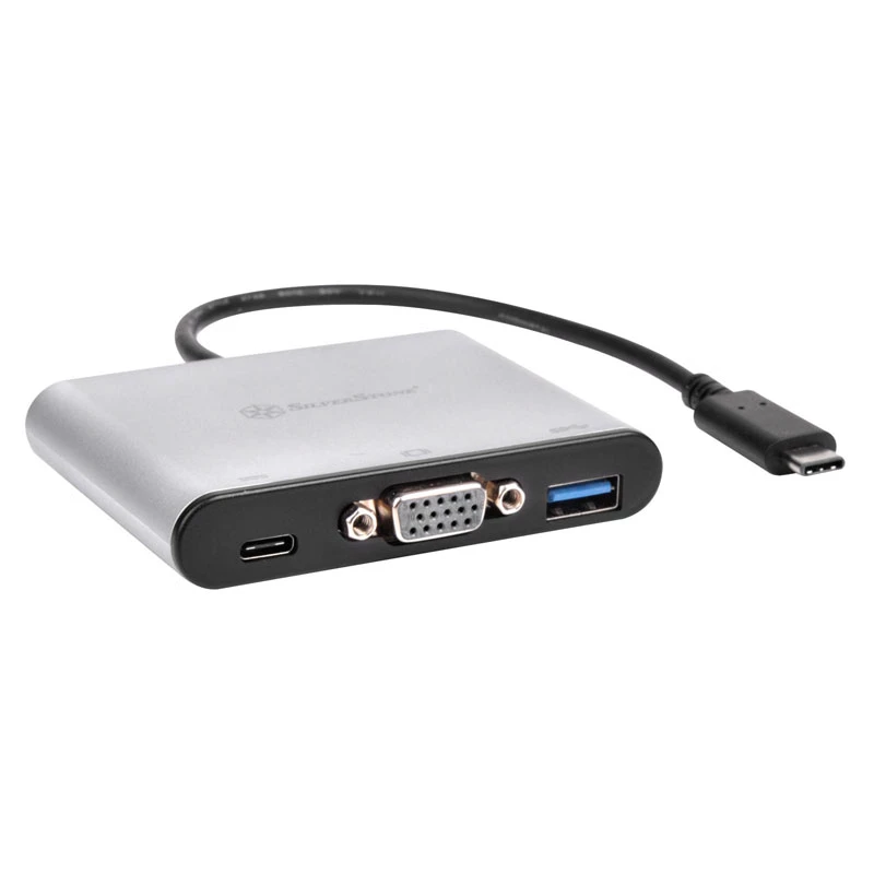 Externer Videoadapter SILVERSTONE CH7517 USB-C auf VGA (Chrontel CH7517) externer Display-Anschluss