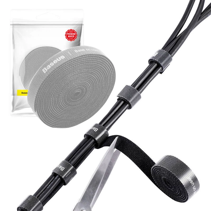 Kabelzubehör Baseus ACMGT-F0G — Klettband, 3 m Länge, grau