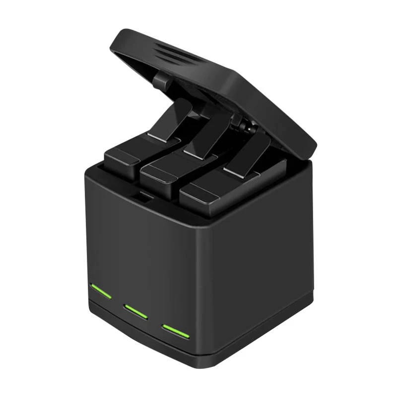 Dreikanal-Ladegerät Telesin GP-BNC-801 für GoPro Hero5/6/7/8 mit Ladeschacht für 2 Akkus