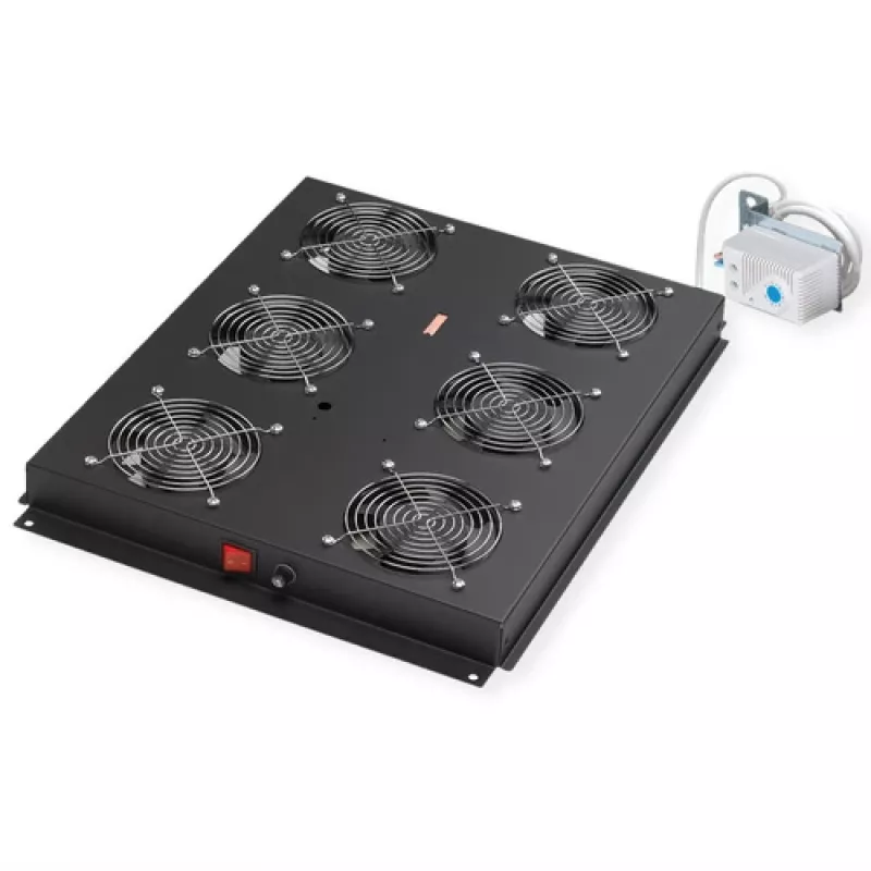 Deckenventilator ROLINE 19-Zoll-Dacheinheit 6 Lüfter Thermostat schwarz