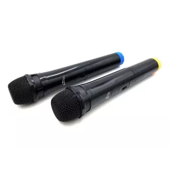Karaoke-Mikrofon MEDIA-TECH MT395 Accent Pro — kabelgebunden, schwarz, Ein-/Ausschalter, max. Reichweite 20 m, 2er-Pack
