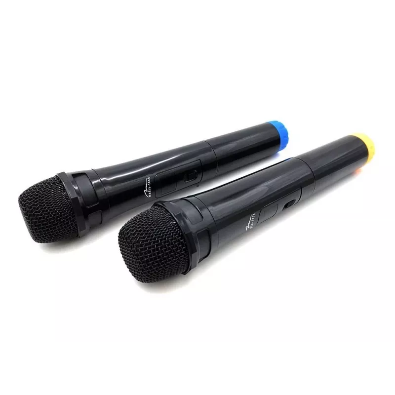 Karaoke-Mikrofon MEDIA-TECH MT395 Accent Pro — kabelgebunden, schwarz, Ein-/Ausschalter, max. Reichweite 20 m, 2er-Pack
