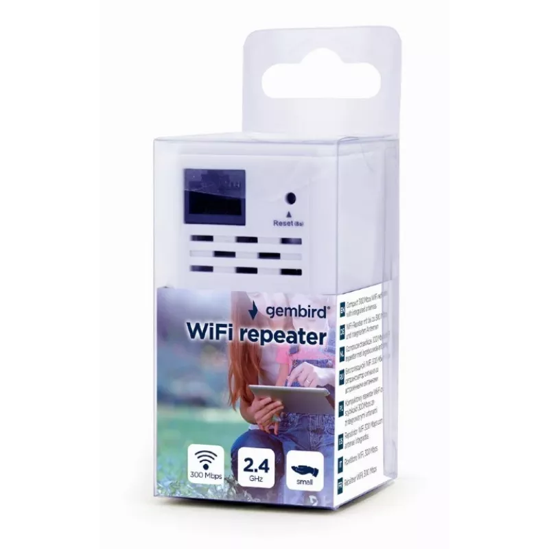 Netzwerk-Repeater Gembird WNP-RP300-03, 300 Mbit/s, 2,4 GHz, 3 dBi interne Antenne, 1x RJ-45