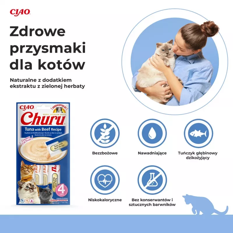 INABA Churu Thunfisch mit Rind Rezept - Katzensnacks - 4x14 g