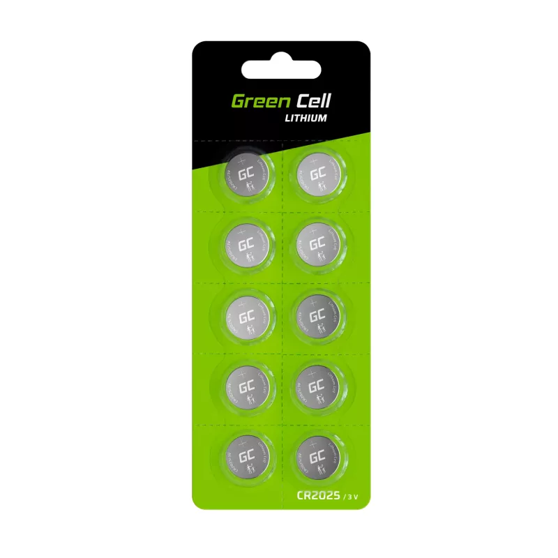 Green Cell Blister 10x Lithium-Batterie CR2025 3V 160mAh Knopfzelle